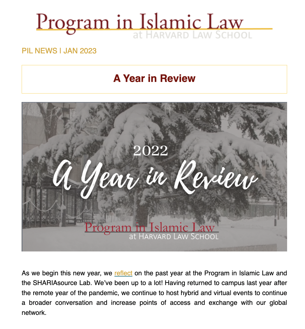 Newsletters  Program in Islamic Law