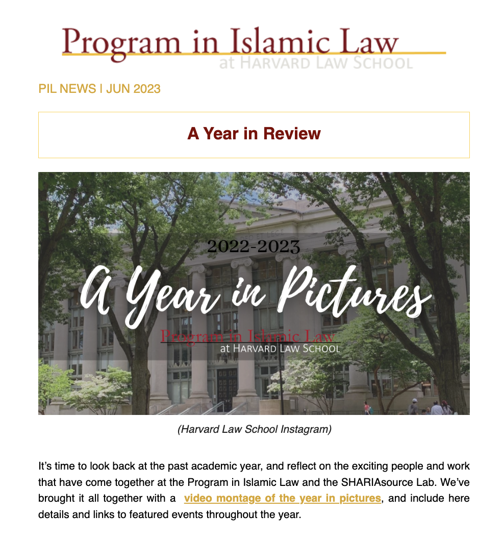 Newsletters  Program in Islamic Law